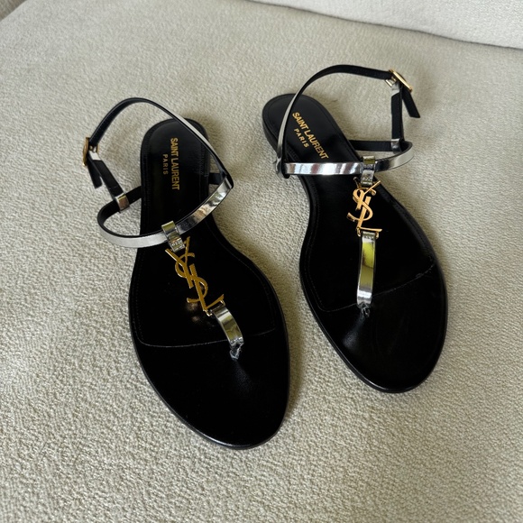 Saint Laurent Logo Sandals - Picture 1 of 4